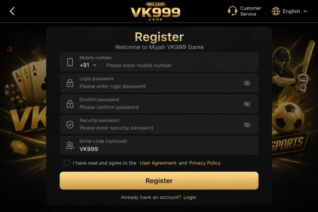 Vk999 Game register